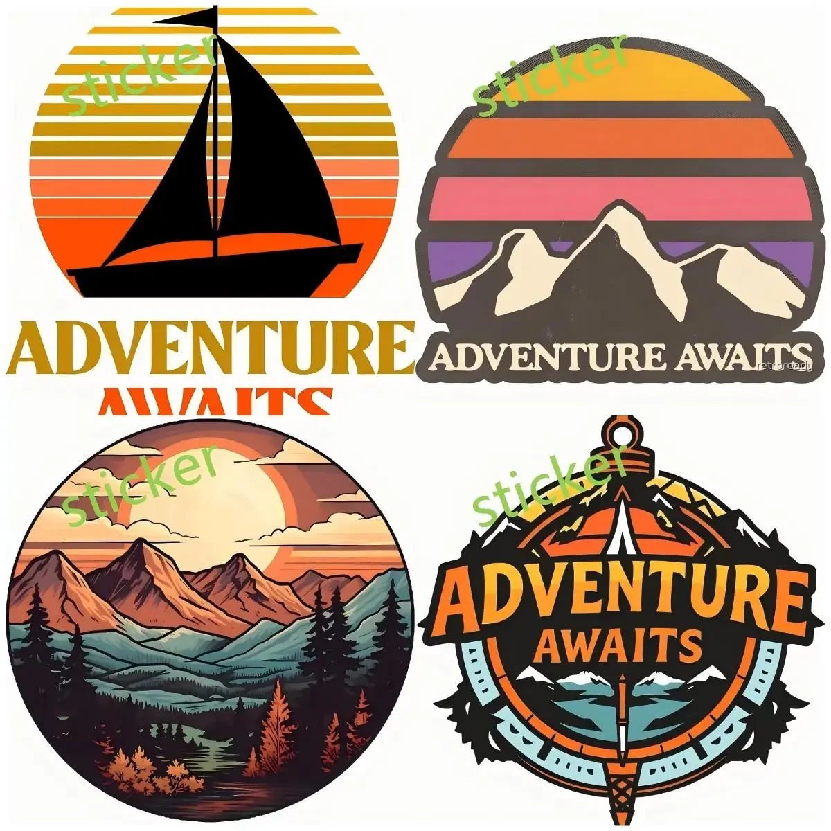 Adventure Awaits Waterproof Reflective Sunscreen Car Styling Window Truck Camper Body Refrigerator Decoration Decal