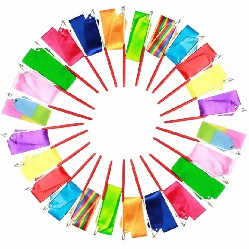 Kids 2M Gym Dance Ribbon Rhythmic Girls Gymnastics Ballet Streamer Children Baby Toys Twirling Rod Rainbow Stick Sports Training