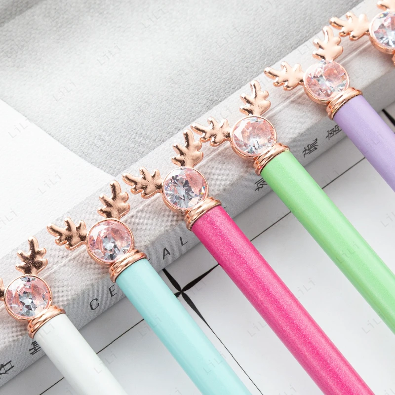 

5pcs/set diamond ballpoint pen bullet head 1.0mm rotating out pen core black ink ballpoint pen multiple styles pretty gift pens