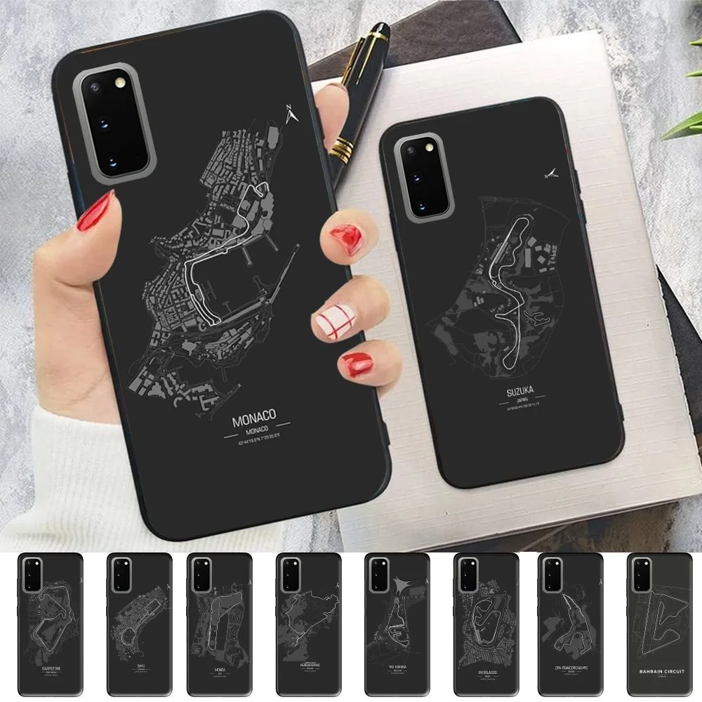 F1 Race Track Prints Phone Case For Samsung S 9 10 20 21 22 23 30 23 24 plus lite Ultra FE S10lite Fundas