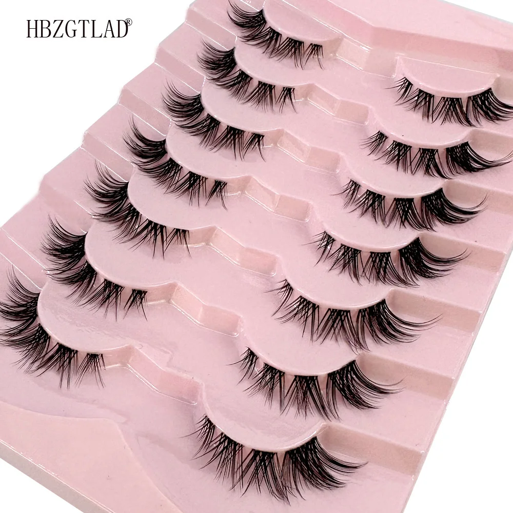 7pairs Mink Eyelashes Invisible Band Lash Extension Natural False Eyelashes Cross Cluster Fairy 3D Faux Big Eye Long Fake Lashes