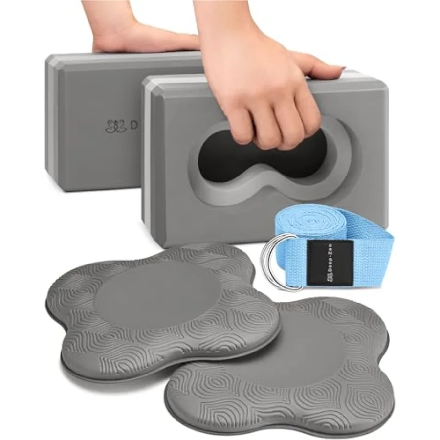

® Yoga Blocks Wrist Support; Yoga Blocks 2 Pack with Knee Pads and Strap to Put Less Weight on Wrists; Durable, Versatile Yoga