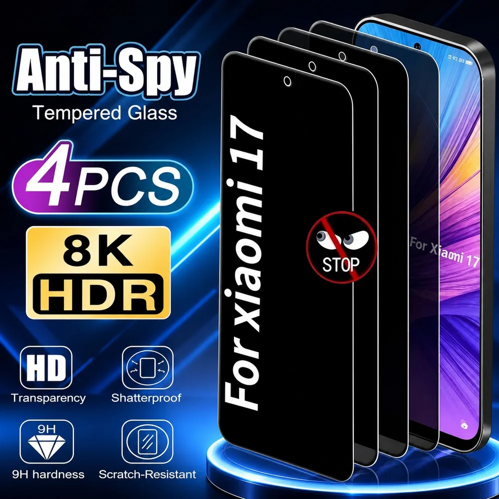 4 Stück Privatsphäre-Schutzglas für XIAOMI 17 Ultra 17 Pro Max 17 Pro 17 Anti-Spy Displayschutz für XIAOMI 17T Pro 17T 15 Ultra