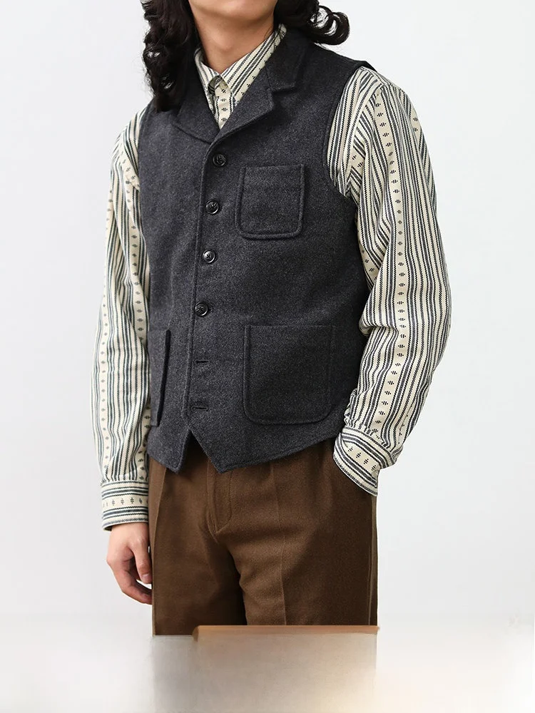 

Ретро-жилет из шерсти в британском стиле с отложным воротником, приталенный, теплый, винтажный, на пуговицах, молодежный, повседневный, цветной