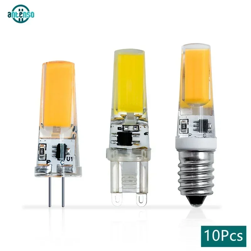 

10Pcs/Lot E14 G4 G9 LED Bulb AC DC12V 220V 3W 6W COB Light Replace Halogen 30W 60W Ultra Bright Chandelier Lamps Cold Warm White