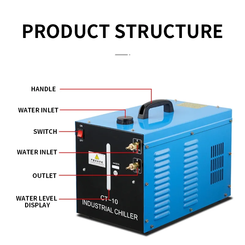 CT-10L Raffreddatore d\'acqua industriale portatile 10L Pompa ad alto sollevamento a basso db Dispositivo di raffreddamento Saldatore TIG Sistema di