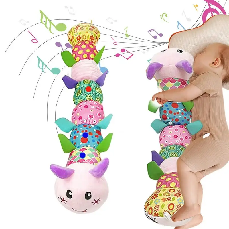 

Soft Caterpillar Worm Montessori Baby Rattle Toys Musical Infant Plush Doll Educational Interactive Sensory Toy For Infant Gifts