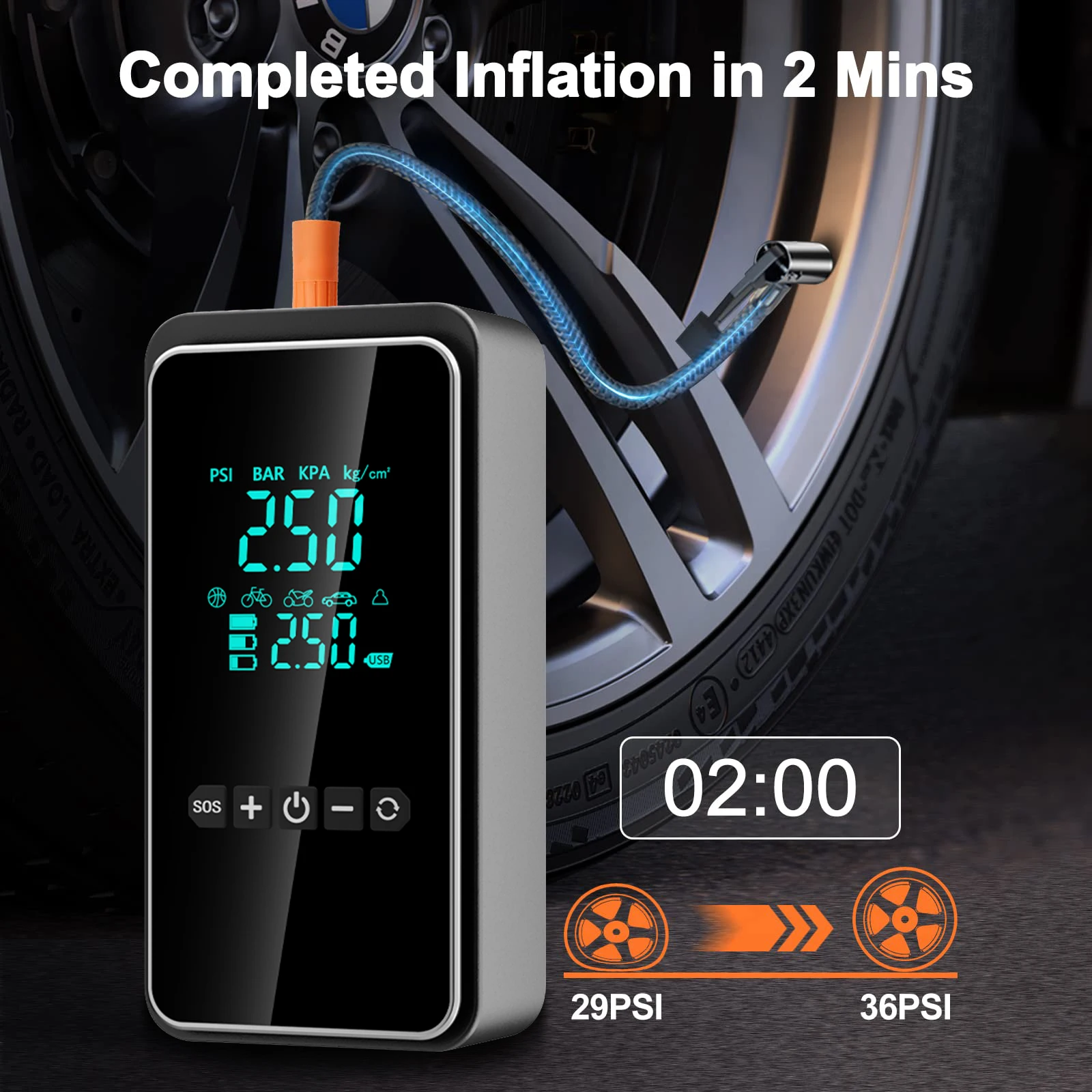 Pompe à air sans fil pour voit - Portable Air Compressor 12V Digital avis et prix