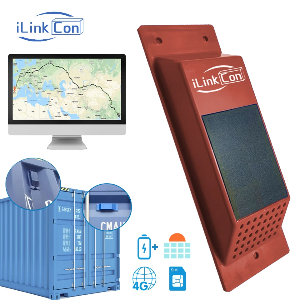 iLinkCon 8 Years Of Work Solar Container 4g Sim Global Container Tracking Equipment Cargo Monitor Sensor Gps Tracker