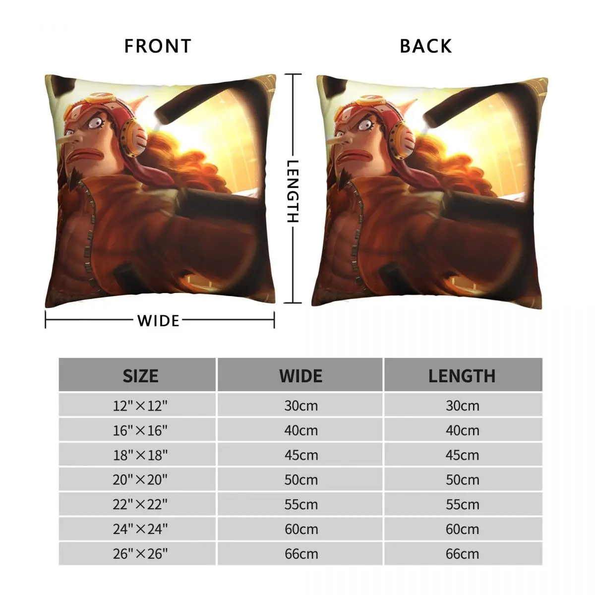 Usopp Best Sniper Square Pillowcase Polyester Linen Velvet Pattern Zip Decorative Pillow Case Sofa Cushion Cover Wholesale