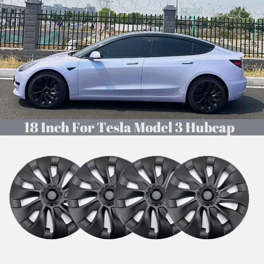 

4PCS HubCap 18 Inch Car Replacement Wheel Cap For Tesla Model 3 2019-2023 Automobile Hub cap Full Rim 2 Style Cover Accessories