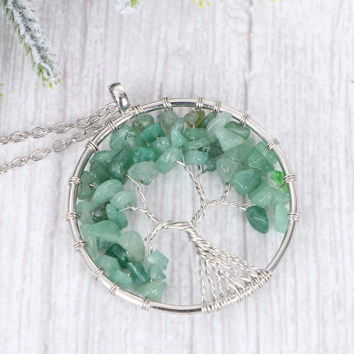 

Crystal Tree Of Life For High Quality Pendant Jewelry Green Aventurine Elegant Durable Women Gift For Birthday Wedding