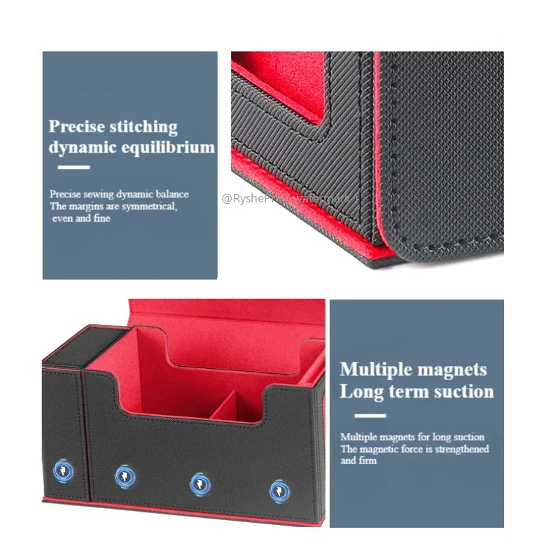 Caja de almacenamiento de tarjetas comerciales con pantalla de comandante y bandeja para dados con capacidad para 200 tarjetas de doble manga para tarjetas deportivas MTG TCG PTCG