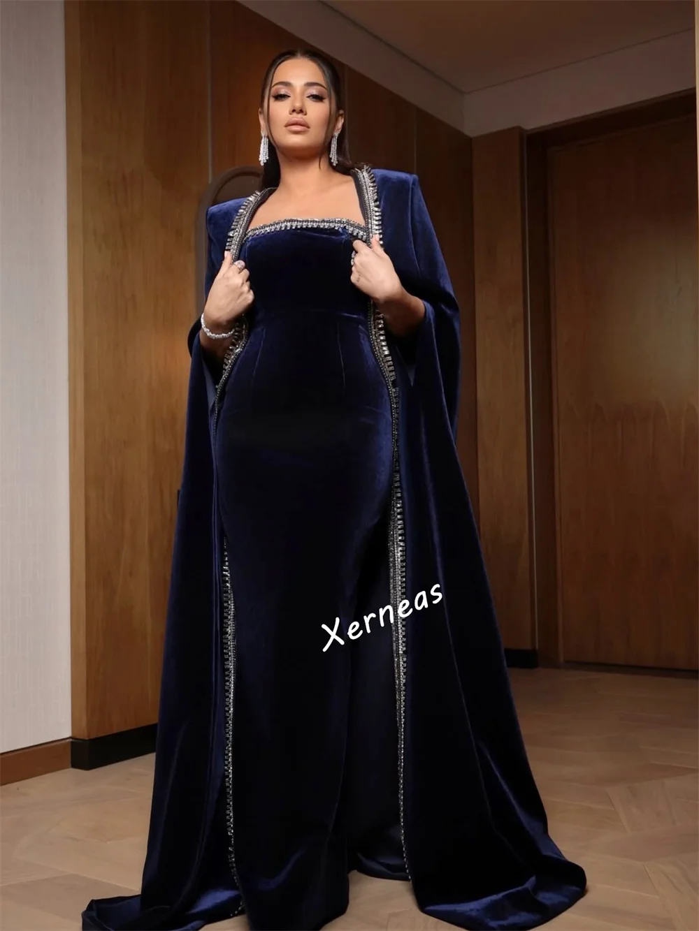 فساتين سهرة متألقة مخصصة شال طويل المملكة العربية السعودية الكلاسيكية البوق طول الأرض مناسبة مخصصة حفلة أنيقة #2