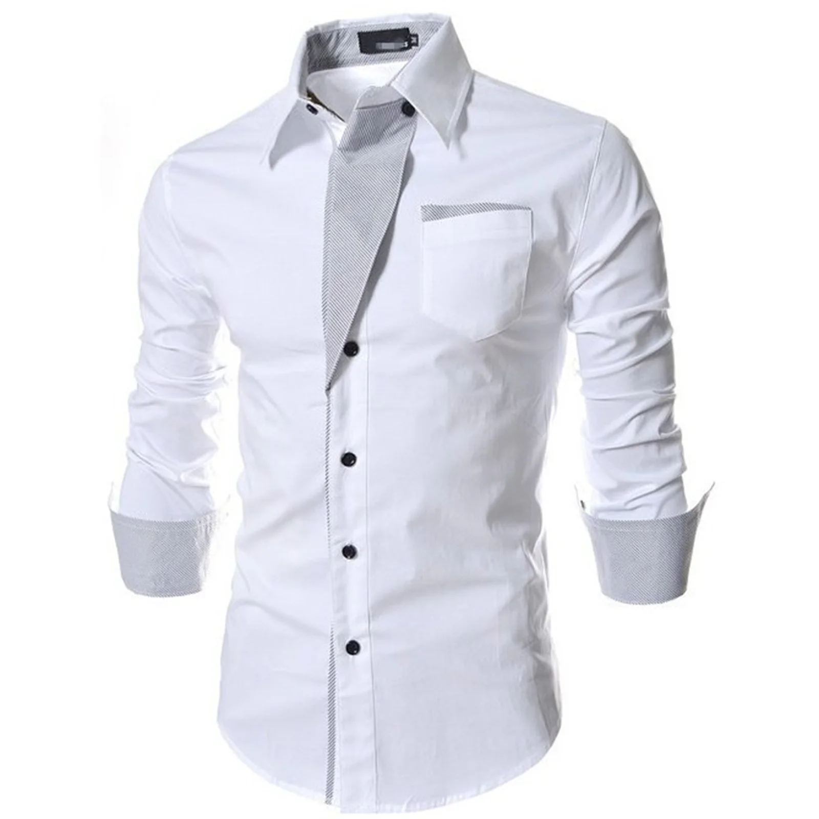 Chemise Coupe Cintrée à Manches sulfpour Homme, Bloc de Documents, Couleur Unie, pour Mariage, Travail, Réunion, Bureau, Formel