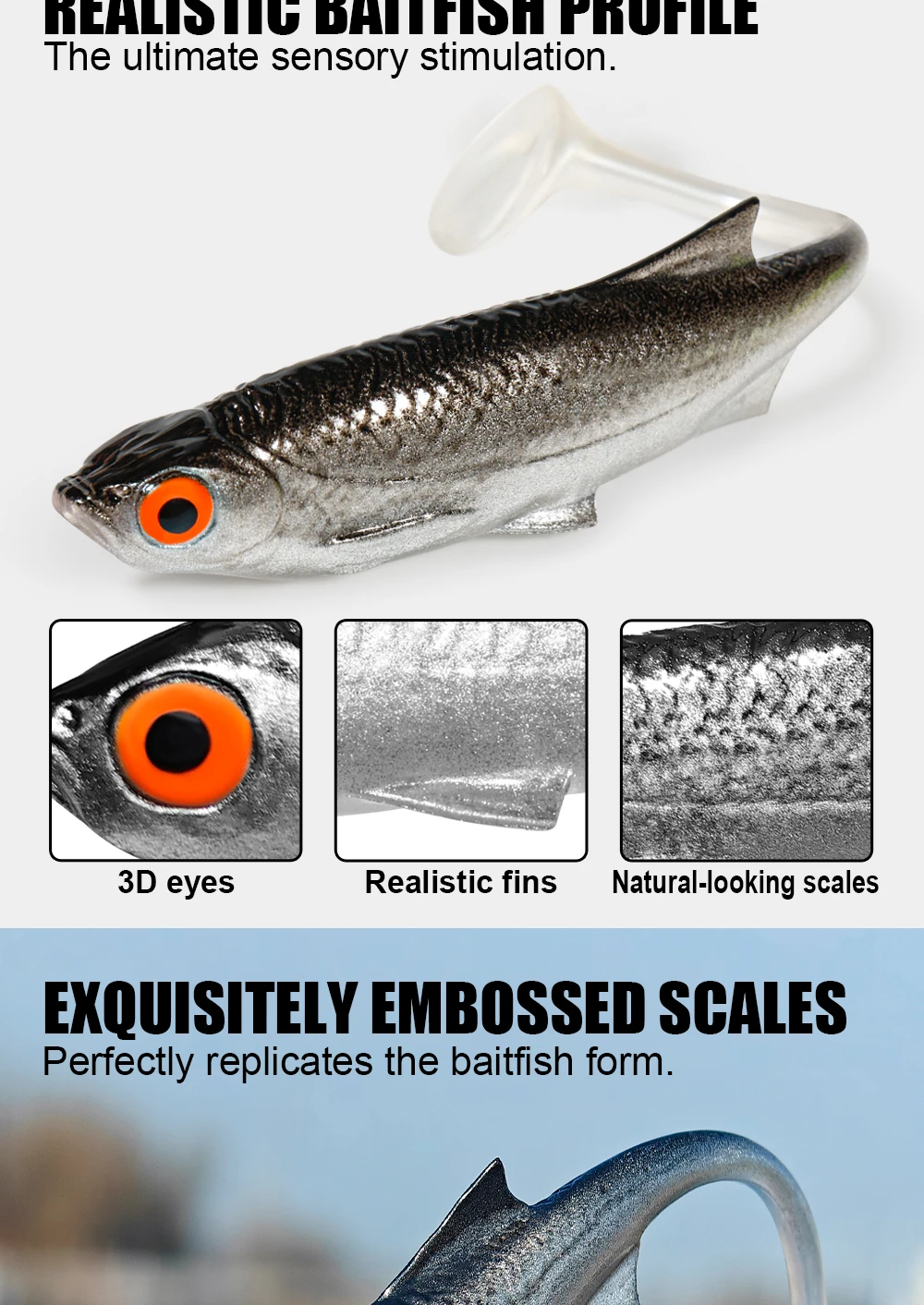 Hinweis Shad Bionic Soft Fishing Lure 11cm 8g Paddle Tail Swimbait Handgefertigter Köder Realistischer Köderfisch für Barsch, Hecht, Forelle, Raubfische – Detail 3