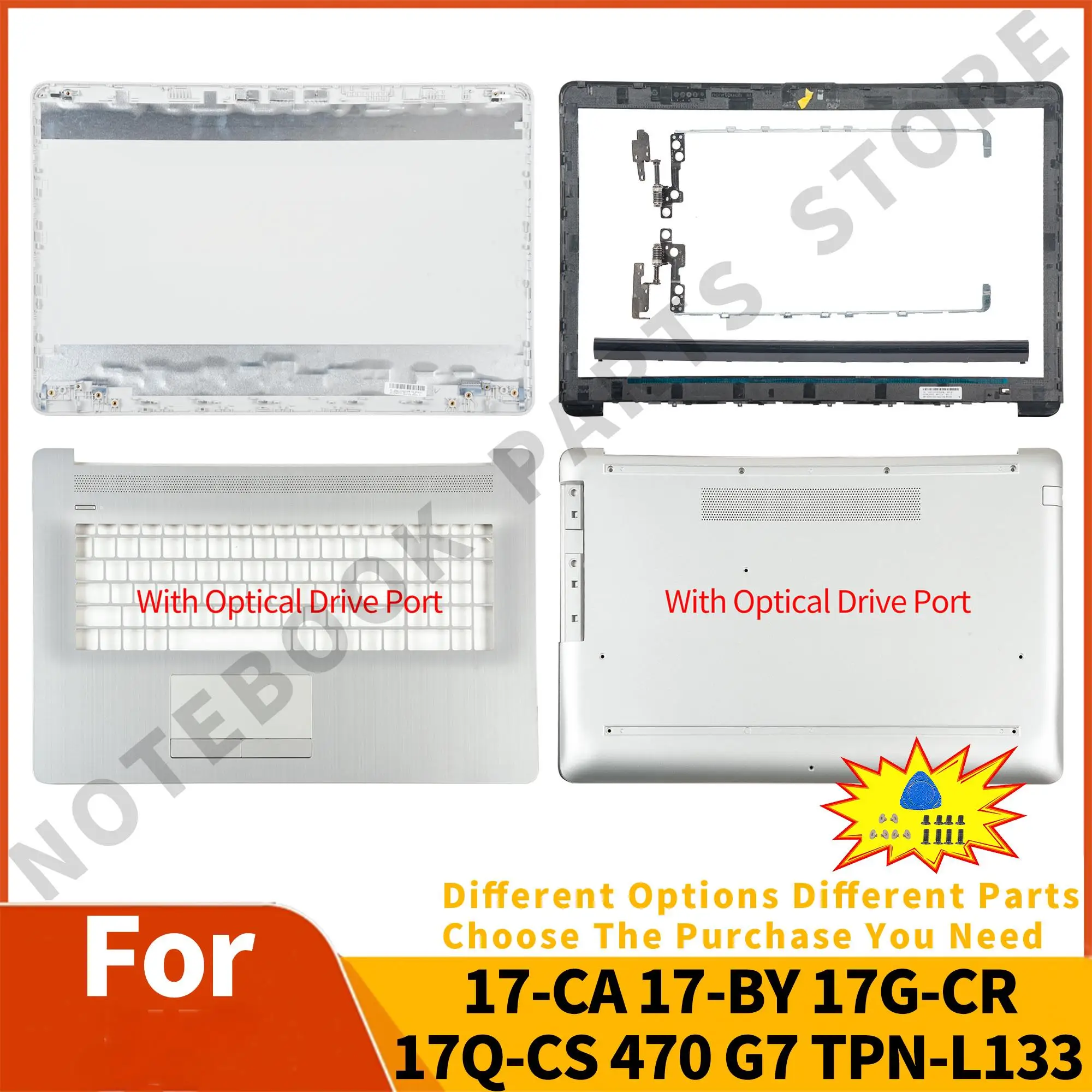 Brand New Parts For 17-CA 17-BY 17g-cr 17Q-CS 470 G7 TPN-L133 LCD Back Cover Front Bezel Palmrest Upper Case Bottom Silver