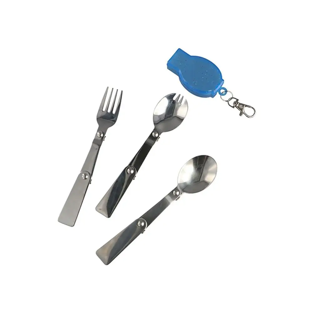 

Picnic Tool Creative Three-Fold 304 Stainless Steel Portable Folding Spoon Pocket Spoon Folding Fork Camping Tableware