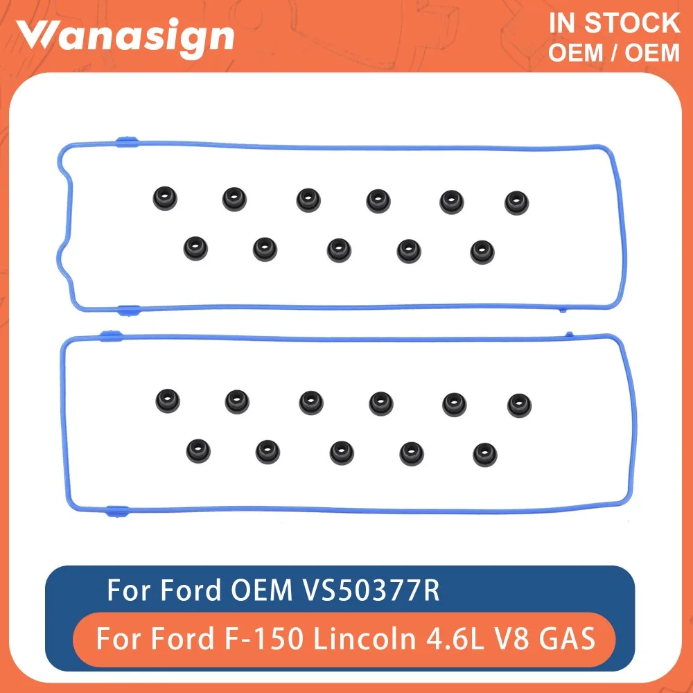 Engine Valve Cover Gasket Set Fit 4.6 L For Ford F-150 E-150 Lincoln Town Car Mercury Cougar 4.6L V8 GAS 1991-2002 VS50377R