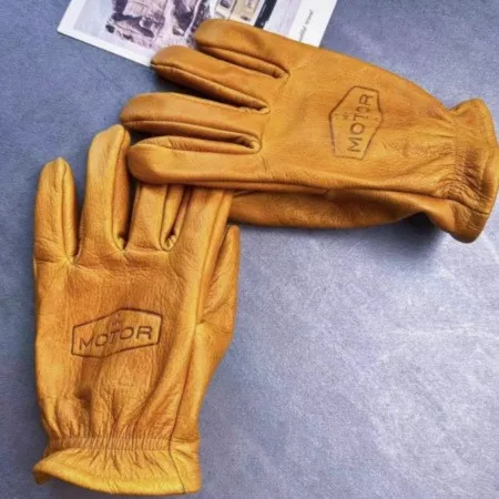 Retro Locomotive Gloves Matte First Layer Cowhide Men's and Women's Cycling Motorcycle Wear-resistant Warm Camping Gloves