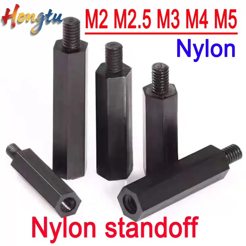 

Hongtu 10-50pcs Nylon standoff M2 M2.5 M3 M4 M5 male to female black nylon hex spacer