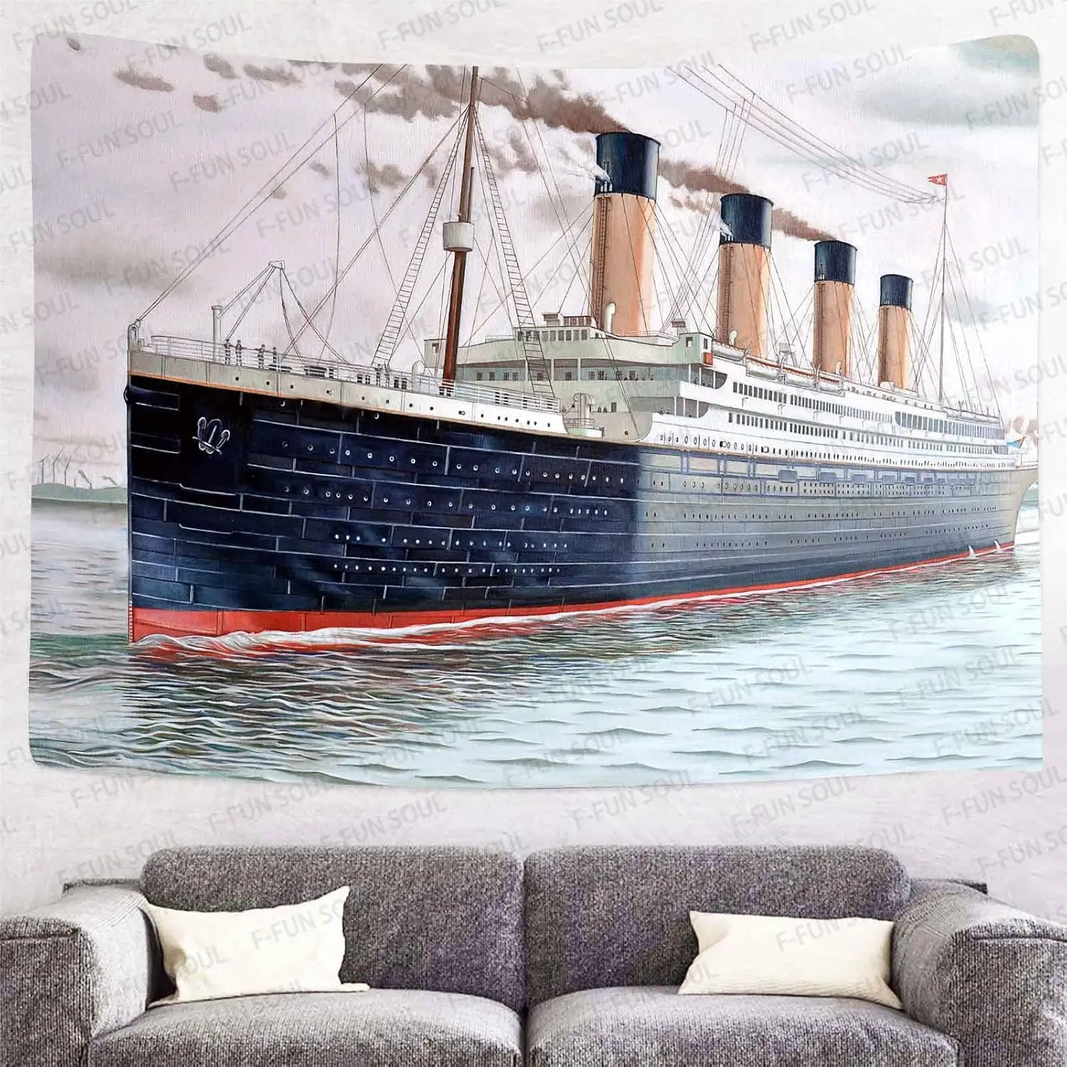 Titanic Ship Wall Tapestry Ocean Liner Art Vintage Cruise Decor Historical Vessel Hanging Nautical Home Decoration