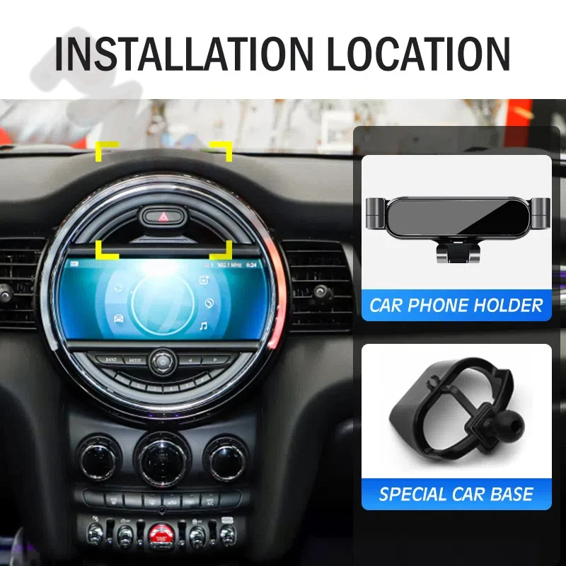 Car Phone Holder For Mini Cooper Countryman F54 F55 F56 F60 Gravity Navigation Bracket Air Outlet Clip Bracket Rotatable Support 