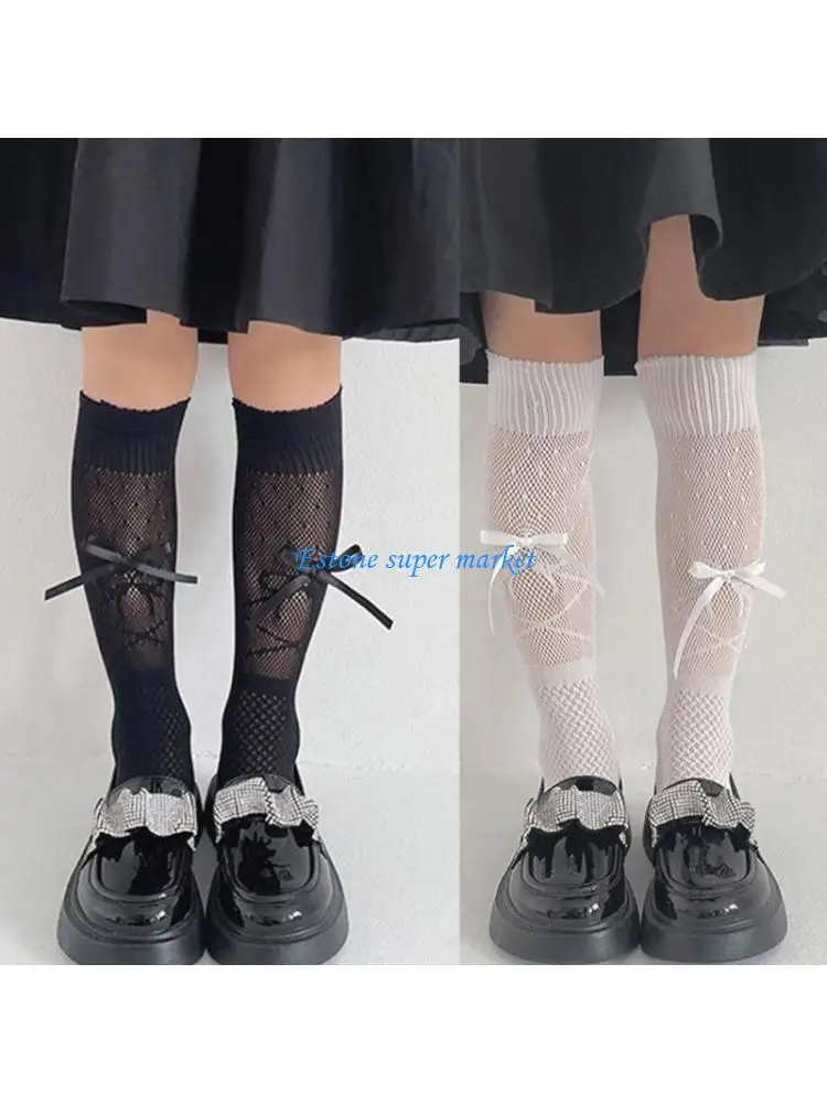 

090B Summer Girls White School Socks Kids Over Knee High Ultra-thin Socks for Baby