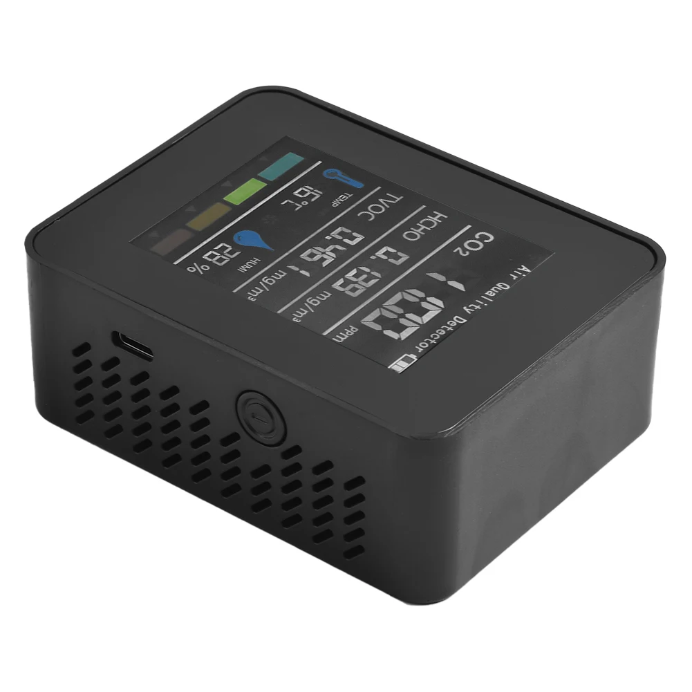 

Practical Useful Air Quality Monitor 1200mAh Battery 89 * 70 * 35mm LED Digital Display Type-C USB Cable White