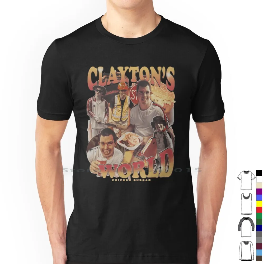 Clayton's World Chicken Burgah 100% Cotton T Shirt Claytons World Chicken Burgah Burger Influencer Vintage Tee Short Sleeve