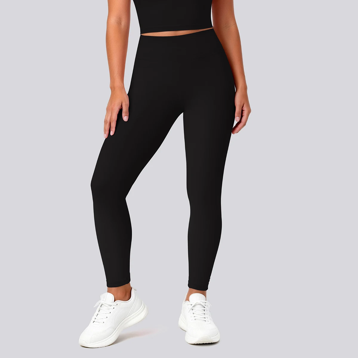 Hochtaillierte, schnelltrocknende Yoga-Hose für Damen, Fitness-, Lauf-, Rad- und Workout-Leggings, einfarbige, formgebende Sport-Hose – Detail 9