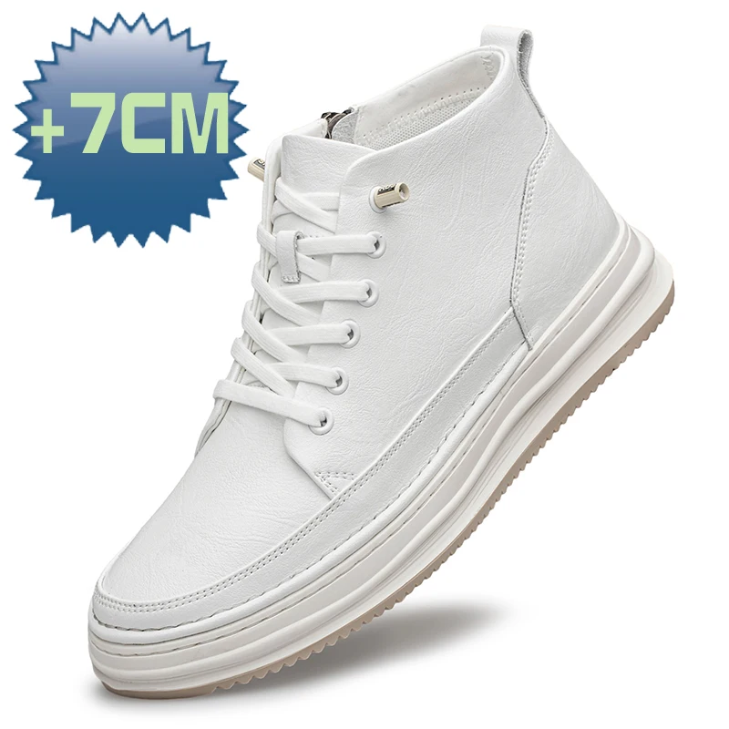 Luxury New 7cm elevator shoes casual men sneakers cow split genuine leather shoes height increase taller