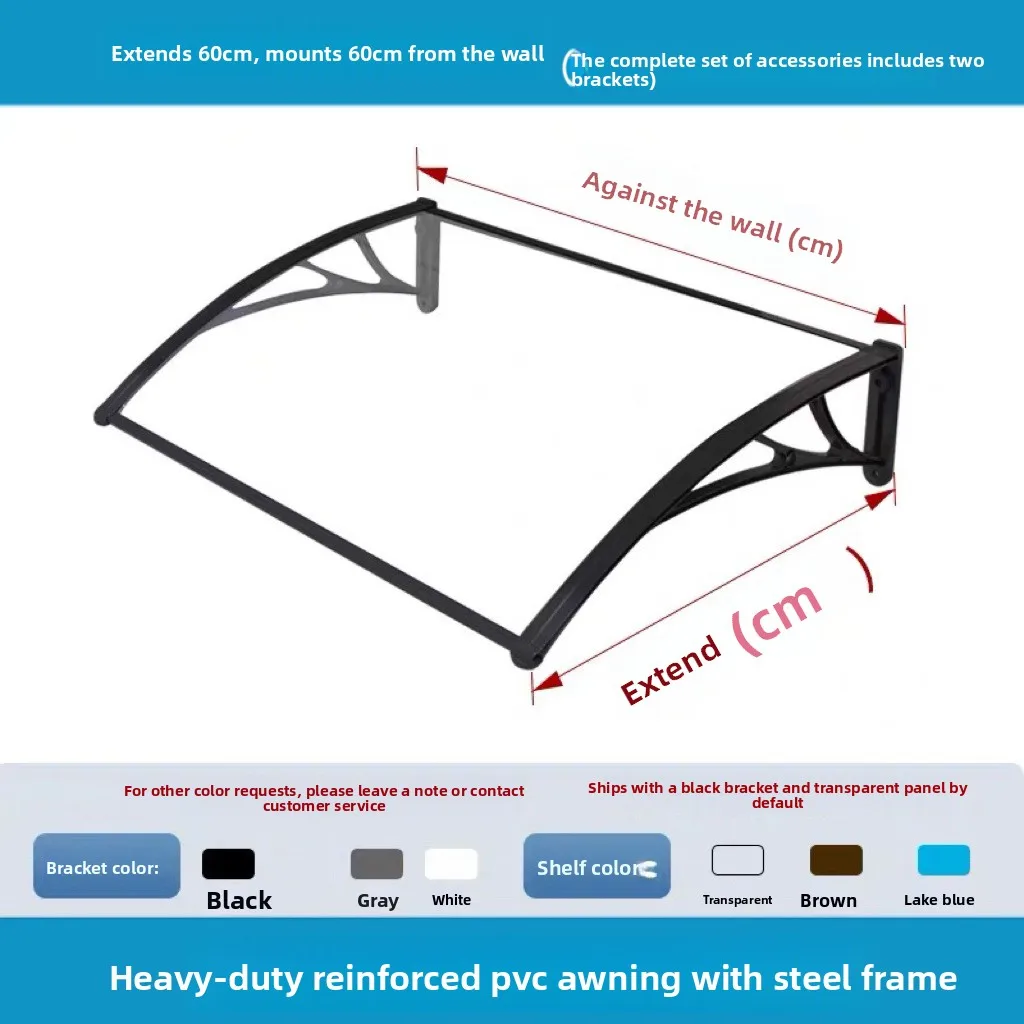 60 X 200 Cm Transparent Rain & Sun Canopy with Reinforced Plastic Brackets – Suitable for Windows, Balconies, Doorways and Eaves image 5