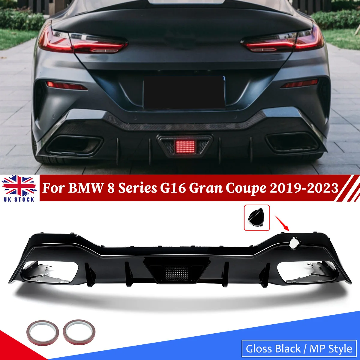 Gloss Black Rear Bumper Diffuser Lip For BMW 8Series G16 840i M850i M-Sport 19UP