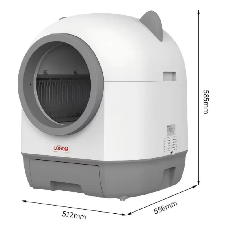 Closed Model Box OEM App Controlled Automatic Self-Cleaning Round Cat Litter Box 80L Capacity PP Material Easy Clean