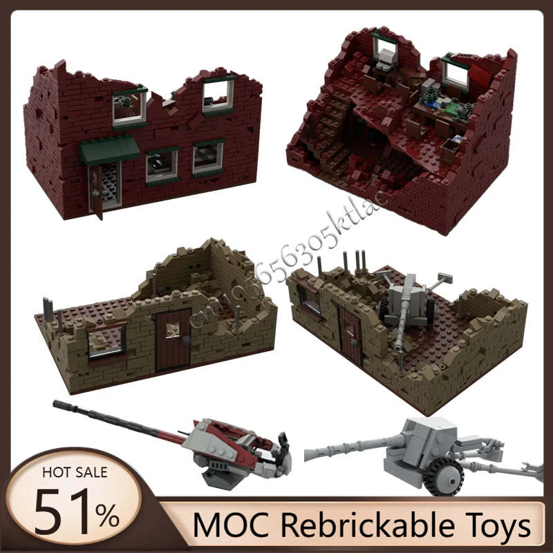 New MOC  Military Series War Construct Ruins House Model DIY Creation Collection Series Building Blocks  Assembly Toy Gifts