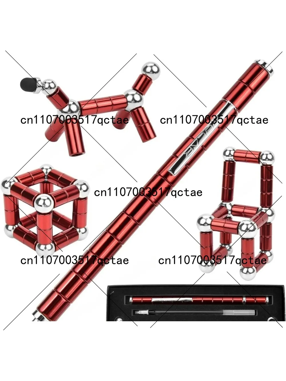 Fun and versatile magnetic pen, strong magnet desktop decompression magnetic pen (12 beads 2 capacitor head 13 magnetic ring)