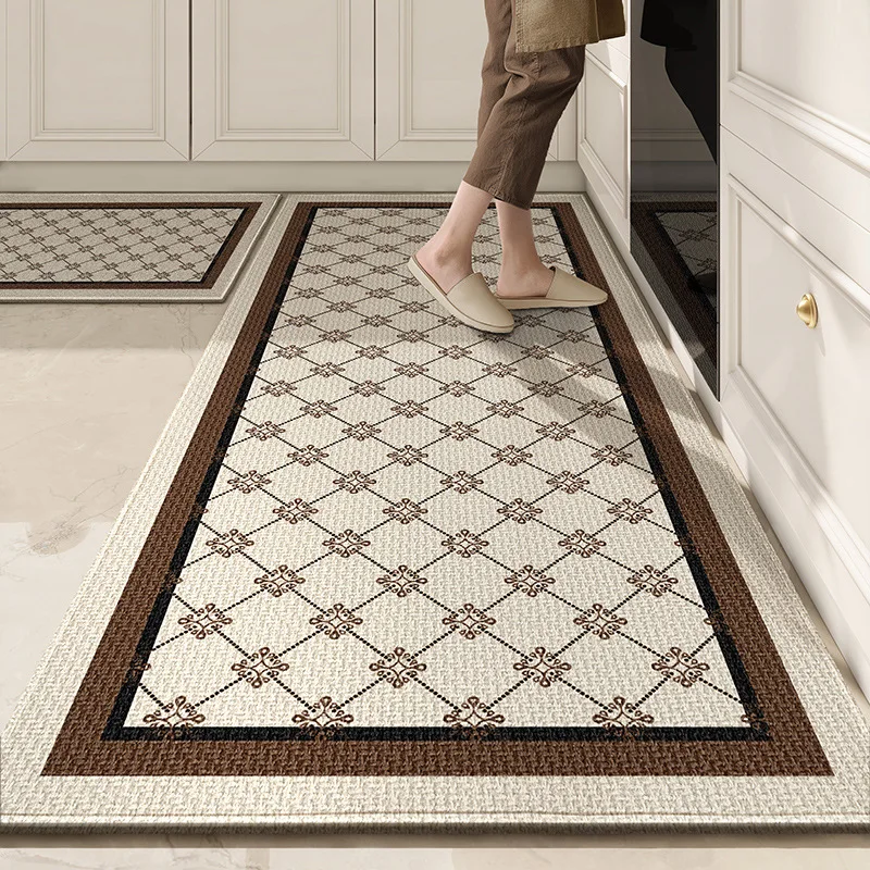 VIKAMA Fresh and Cool Restaurant Kitchen Carpet Oil-Resistant and Water-Proof, Laundry Room Corridor Floor Mat Home Decorations