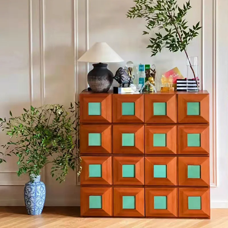 Medieval teak dining edge cabinet, bucket, retro surprise and silence combination, TV, foyer