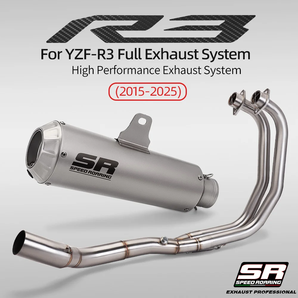 

R25 для R25 R3 MT-03 полная выхлопная система, средняя труба из нержавеющей стали 51 мм для YZF R3 R25 MT-03 без шнуровки