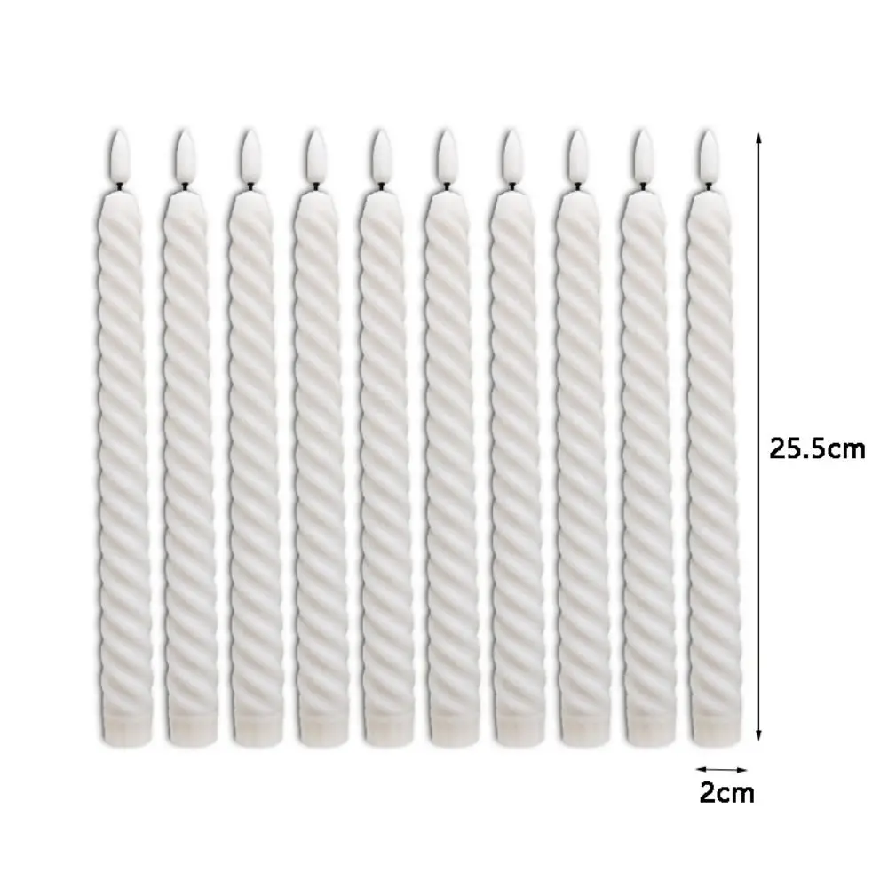 Simulation LED Taper Flameless Spiral Pattern LED Candles Light Electronic Battery Powered Long Rod Candle Light Birthday