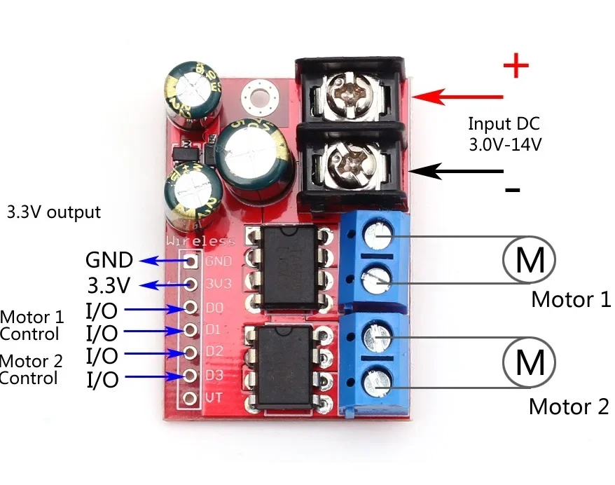 5A Dual DC Motor Drive Module Double H Bridge L298N PWM Remote Control Voltage Reverse Speed Regulation Board ZK-5AD 3V-14V