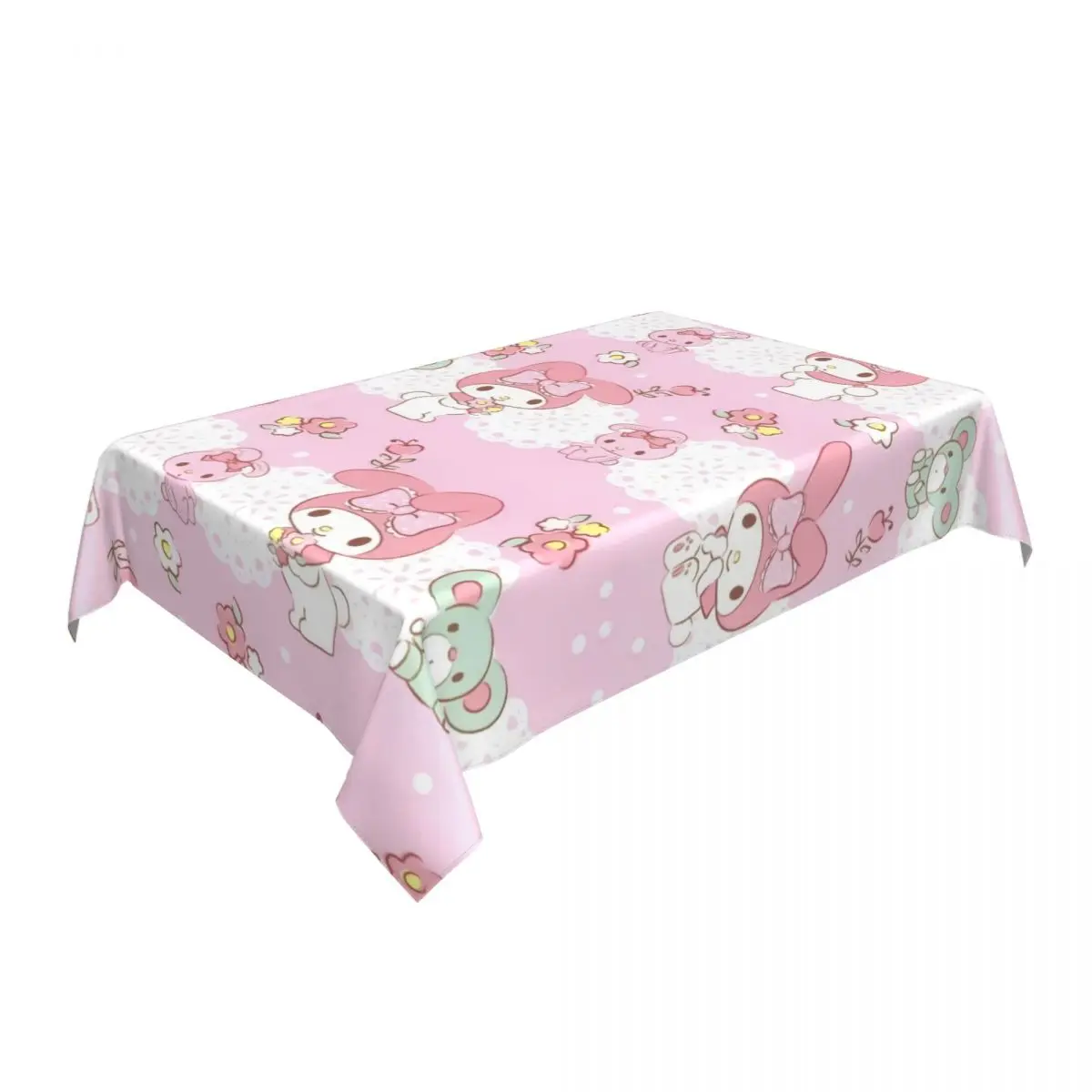 Custom Rectangular Cartoon My Melody Sanrio Japan Anime Table Cloth Oilproof Tablecloth Outdoor Table Cover Backed with