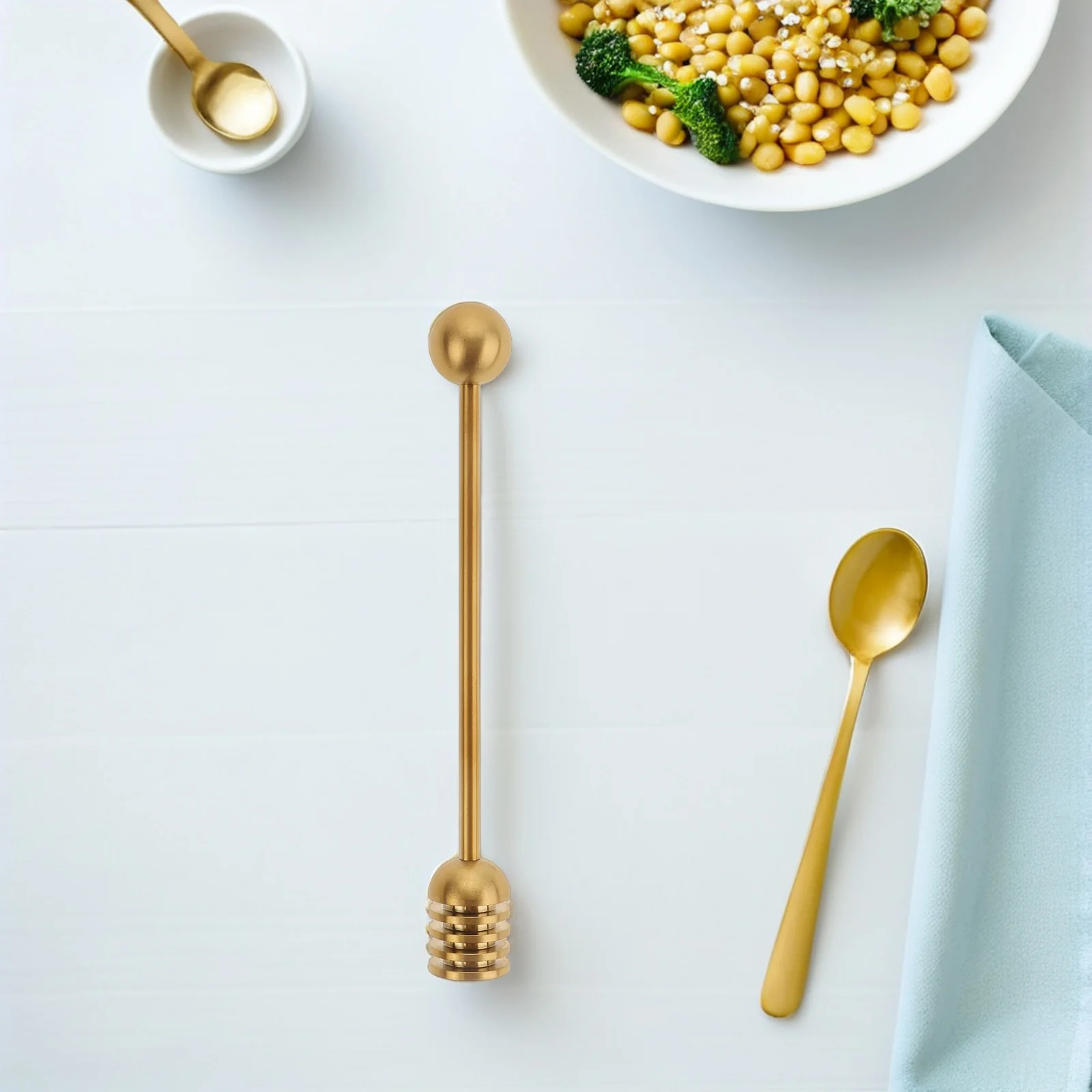 

2Pcs Stainless Steel Honey Comb Dipper for Tea Coffee Syrup Reusable Long Handle Efficient Blending Kitchen Utensil