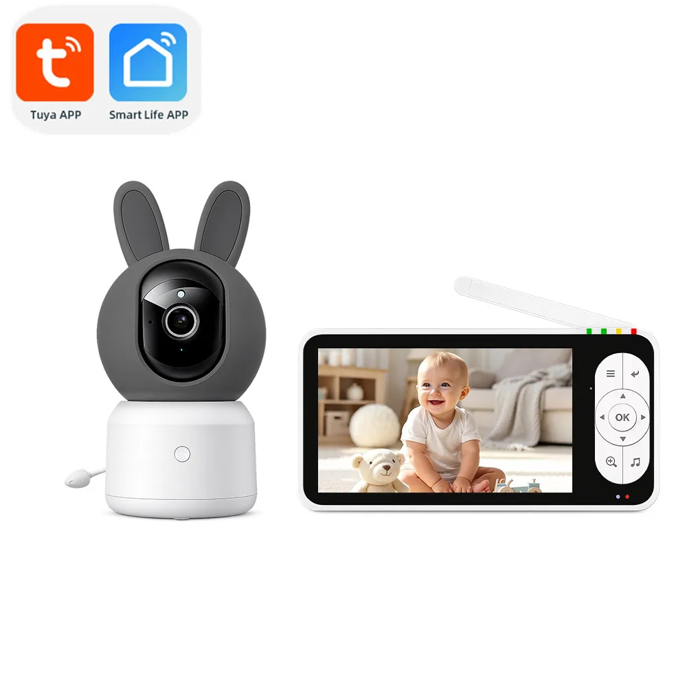 

5 inch IPS Screen Tuya APP WIFI Video Baby Monitor Lullaby Nanny Security Camera VOX Temperature Monitoring Babysitter