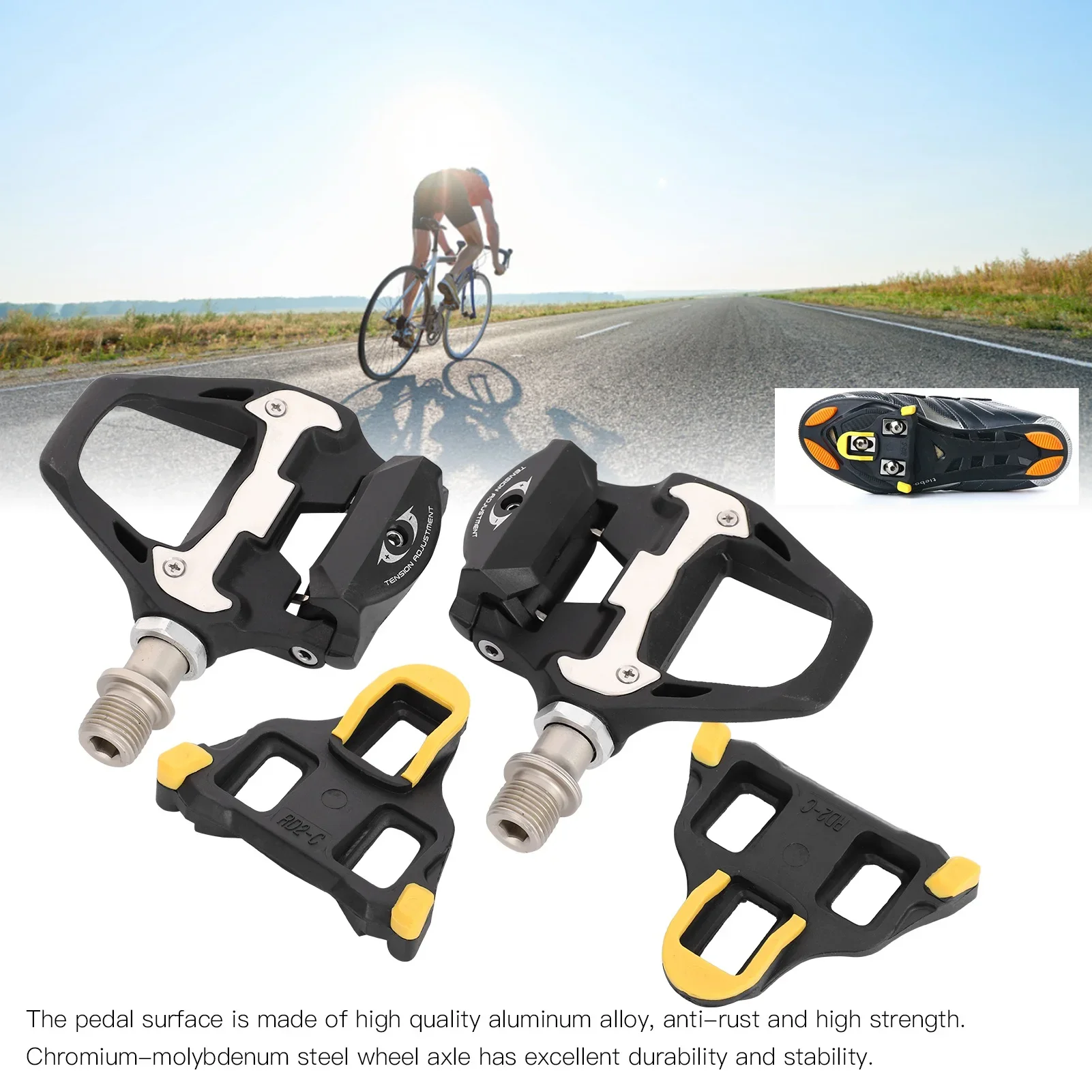 

Cycling Road Bike Self Locking Pedals With Cleats Bicycle Pedals Repair Replacement for SPD ‑ SL
