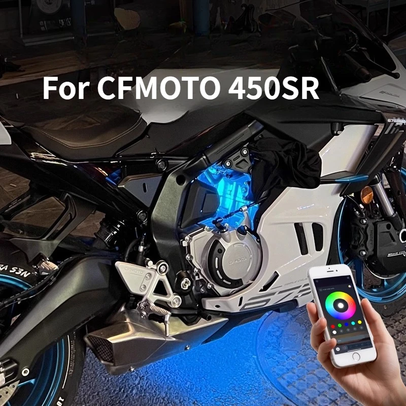 

For CFMOTO 450SR 675SR 675NK Motorcycle Modified Parts App Ice Blue LED Atmosphere Heart Decor Light