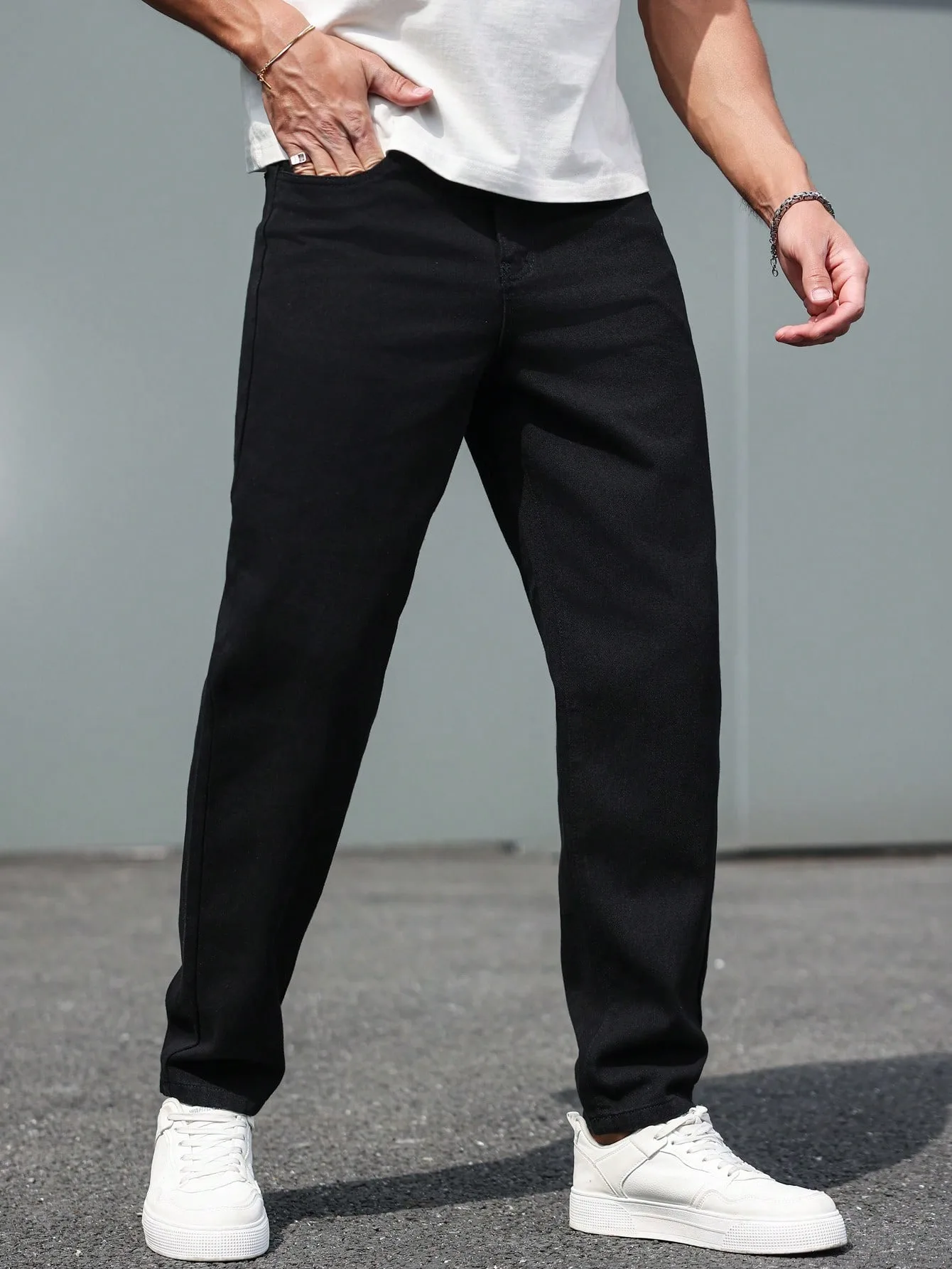 Black Slim Man Jeans Pant Unisex Original Drip Y2k Basic Denim Wear No accessories or belts included