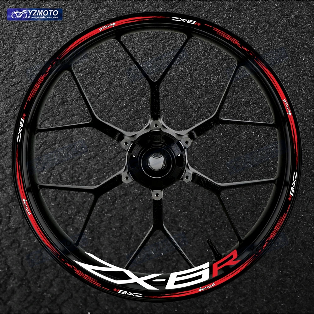 

Motorcycle Accessories Sticker For ZX-6R ZX 6R Front Rear 17 Inch Wheel Hub Racing Decal Car Reflective Rim Tape Stickers