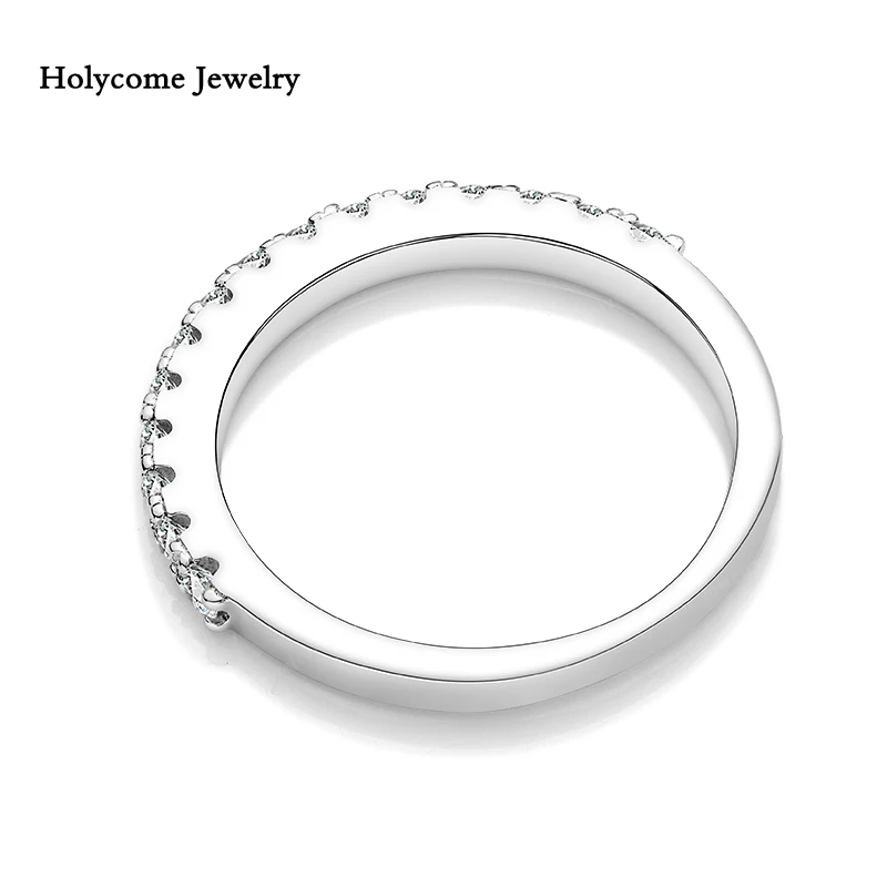 Holycome 925er Sterlingsilber-Moissanit-Ring, Weißgold, runde weibliche Krone, einzelner Schwanzring, Schmuck, Hochzeit, Diamant für Mädchen – Detail 10
